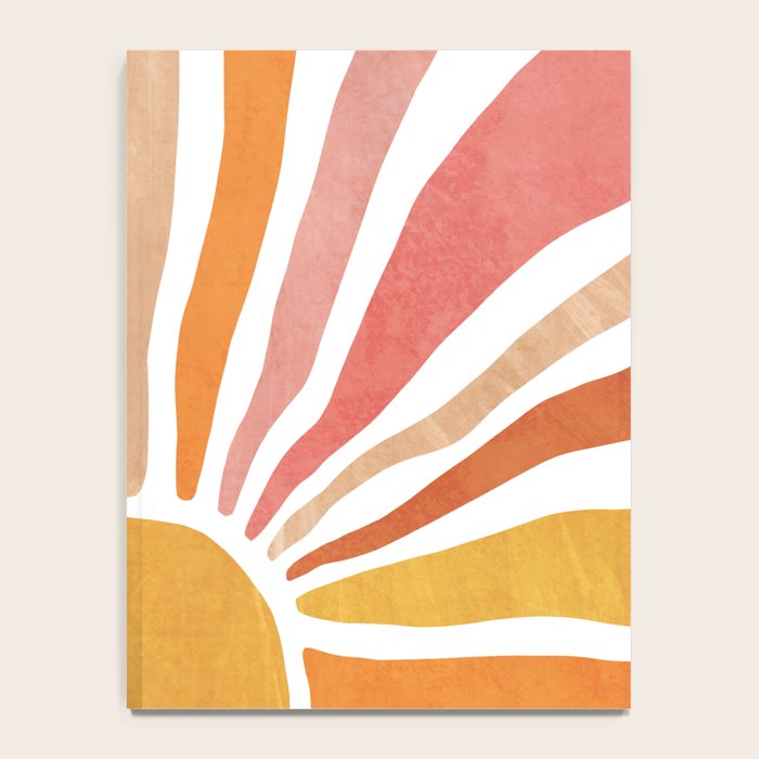 Retro abstract sun in pink, peach, yellow, orange Notebook Gallery Image 4