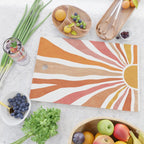 Retro abstract sun in pink, peach, yellow, orange Cutting Board Gallery Image 2