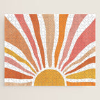 Retro abstract sun in pink, peach, yellow, orange Jigsaw Puzzle Gallery Image 1