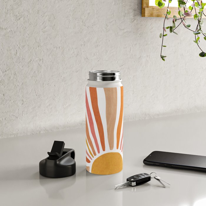 Retro abstract sun in pink, peach, yellow, orange Water Bottle Gallery Image 4