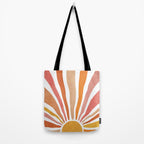 Retro abstract sun in pink, peach, yellow, orange Tote Bag Gallery Image 2