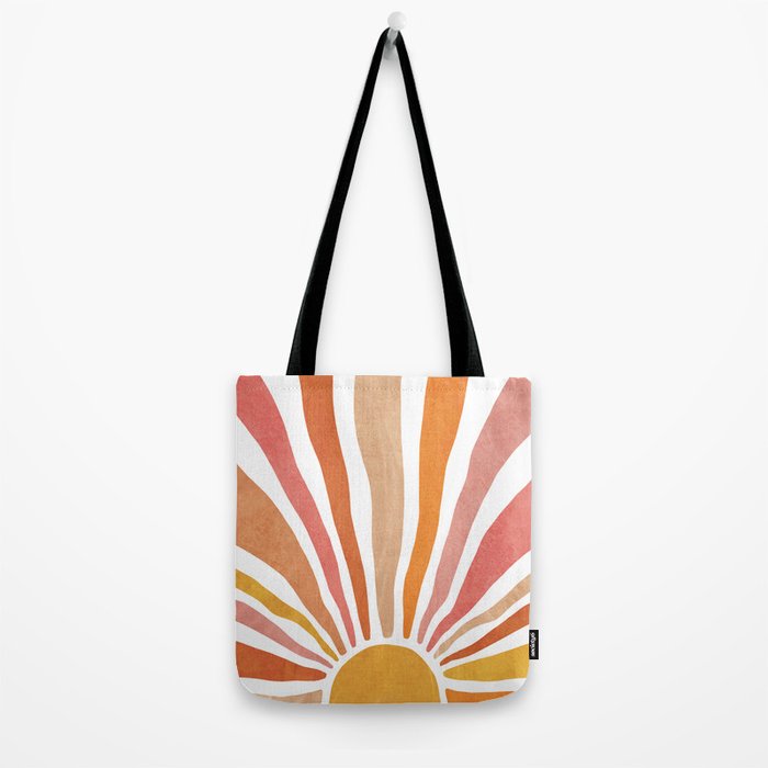 Retro abstract sun in pink, peach, yellow, orange Tote Bag Gallery Image 2