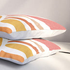Retro abstract sun in pink, peach, yellow, orange Pillow Sham Gallery Image 3