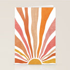 Retro abstract sun in pink, peach, yellow, orange Stationery Card Gallery Image 2
