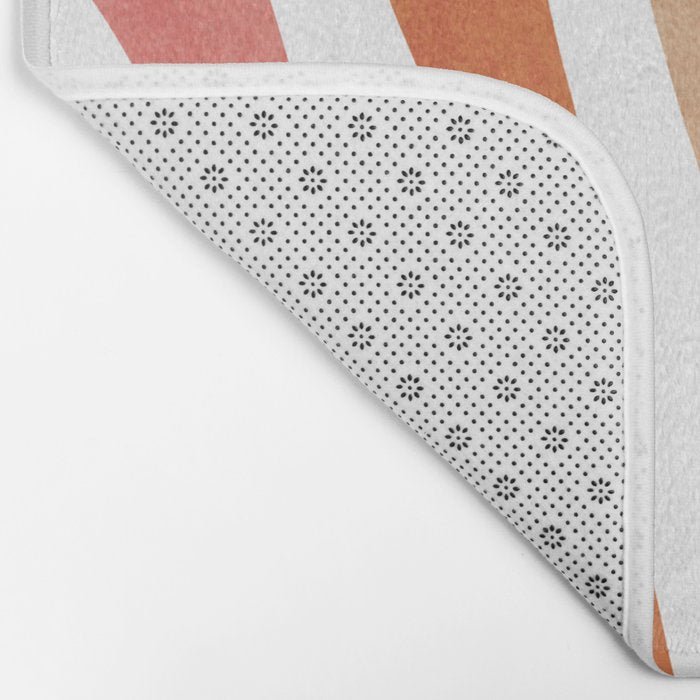 Retro abstract sun in pink, peach, yellow, orange Bath Mat Gallery Image 2