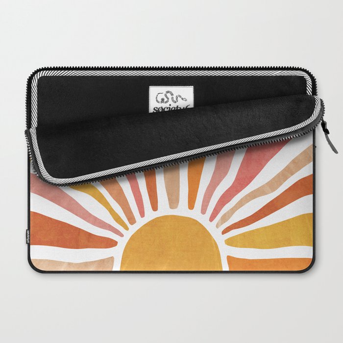 Retro abstract sun in pink, peach, yellow, orange Laptop Sleeve Gallery Image 2