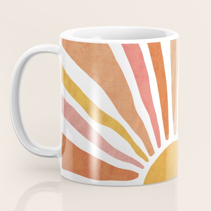 Retro abstract sun in pink, peach, yellow, orange Coffee Mug Gallery Image 3