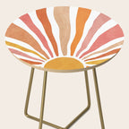 Retro abstract sun in pink, peach, yellow, orange Side Table Gallery Image 2