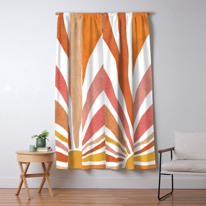 Retro abstract sun in pink, peach, yellow, orange Window Curtain Gallery Image 5