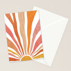 Retro abstract sun in pink, peach, yellow, orange Stationery Card Gallery Image 2