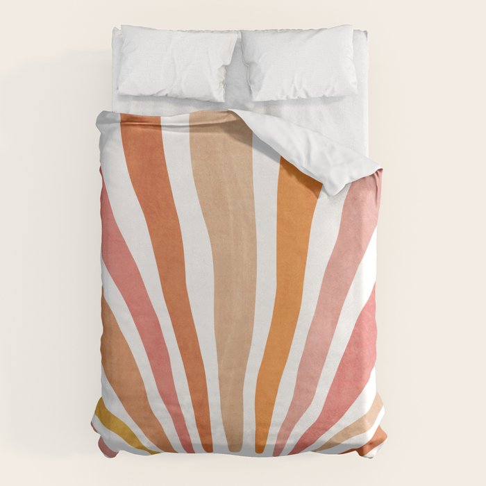 Retro abstract sun in pink, peach, yellow, orange Duvet Cover Gallery Image 6