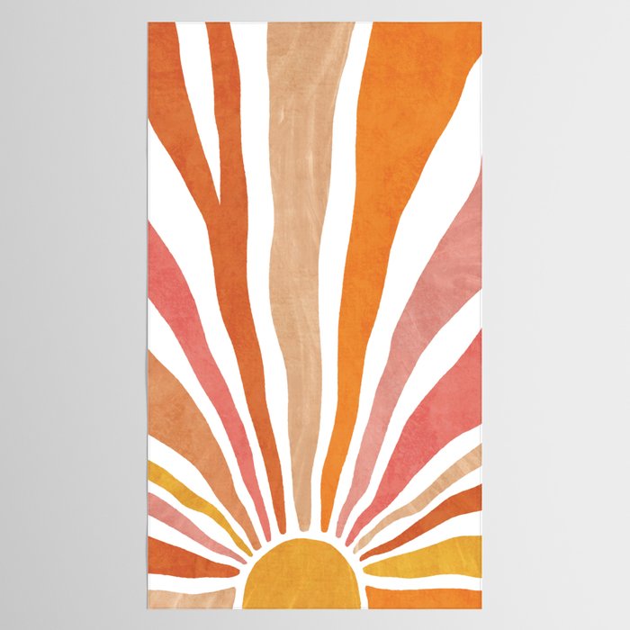 Retro abstract sun in pink, peach, yellow, orange Tablecloth Gallery Image 2