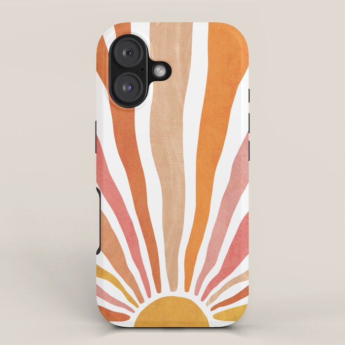 Retro abstract sun in pink, peach, yellow, orange iPhone Case Gallery Image 1