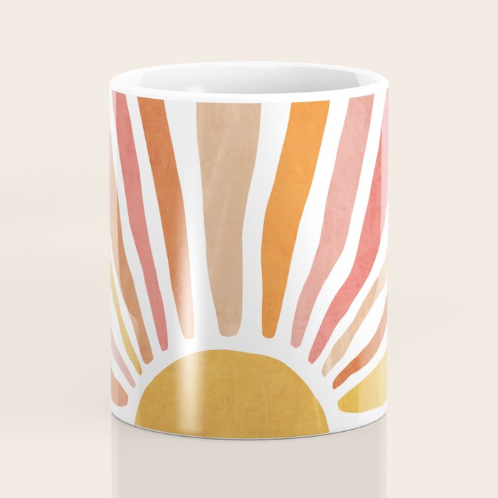 Retro abstract sun in pink, peach, yellow, orange Coffee Mug Gallery Image 4