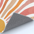 Retro abstract sun in pink, peach, yellow, orange Rug Gallery Image 4