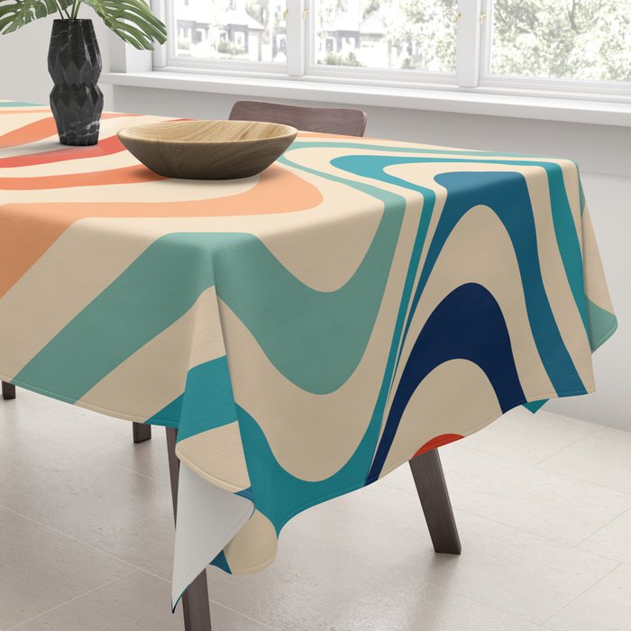 Retro 70s Color Palette | Optical Wave Illusion Tablecloth Gallery Image 3