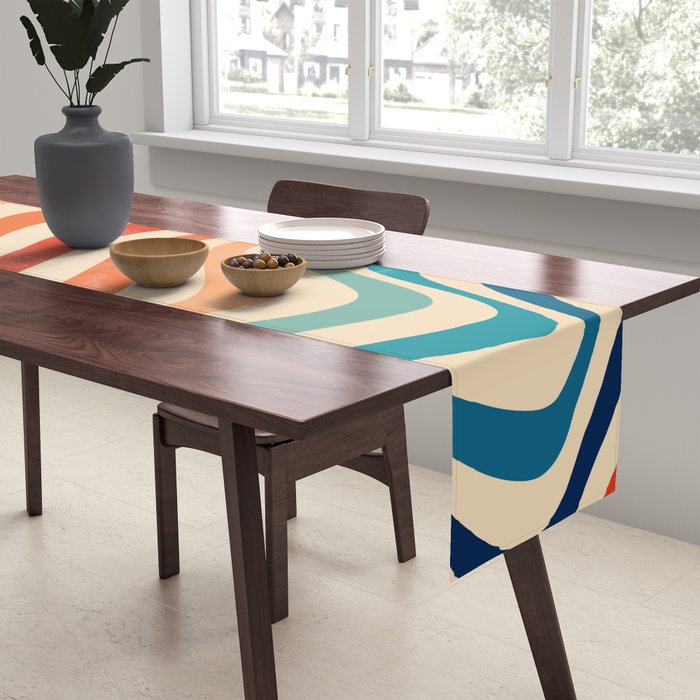 Retro 70s Color Palette | Optical Wave Illusion Table Runner Gallery Image 2