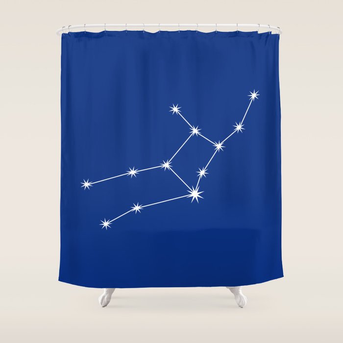 Virgo Zodiac Star Constellation Line Art Dark Blue Shower Curtain Gallery Image 1
