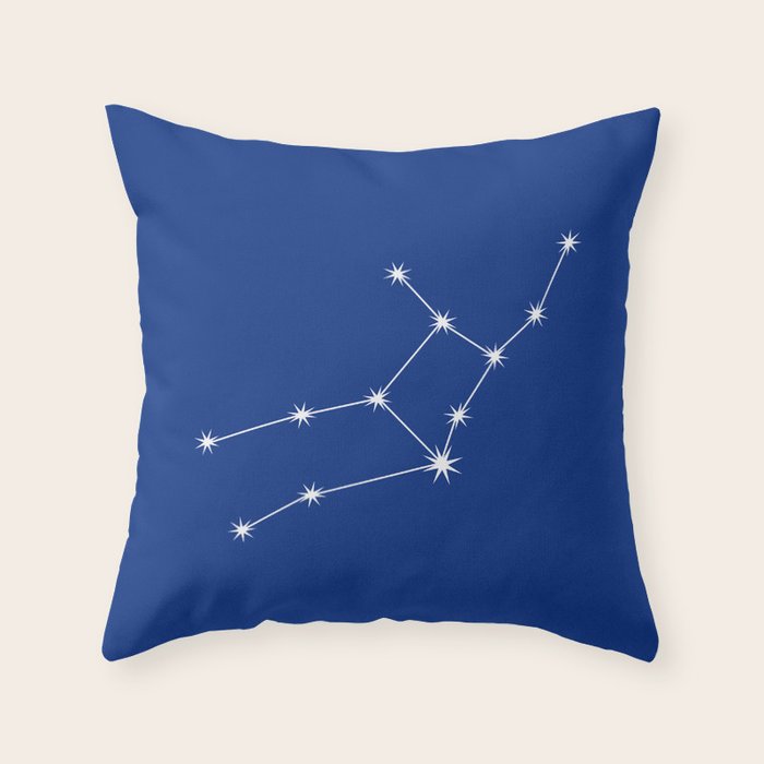 Virgo Zodiac Star Constellation Line Art Dark Blue Throw Pillow Gallery Image 1