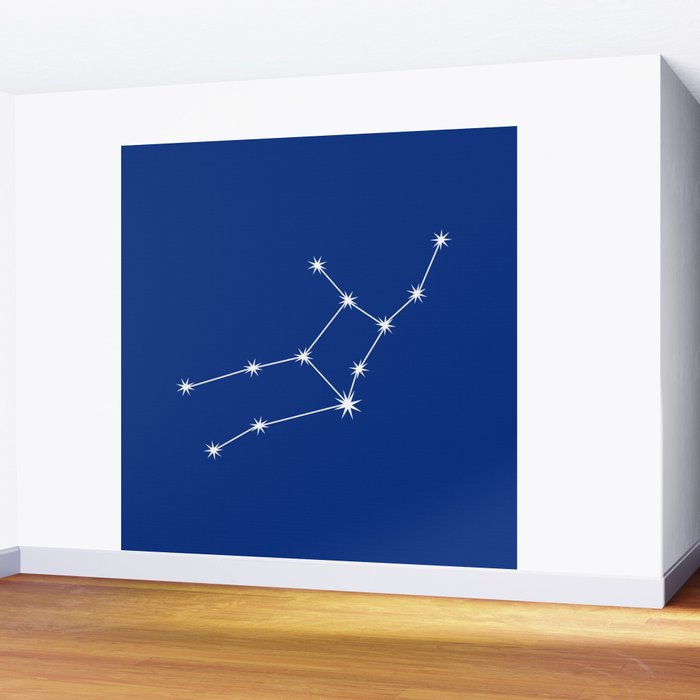 Virgo Zodiac Star Constellation Line Art Dark Blue Wall Mural Gallery Image 2