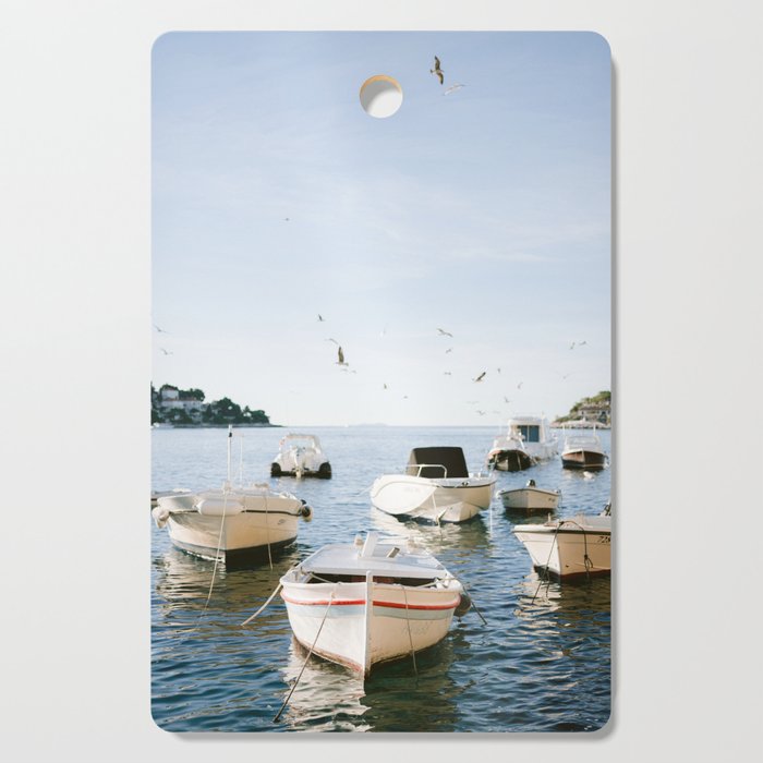 Boats of Hvar | Croatia ocean sea fine art photography print | Wanderlust travel poster Cutting Board Gallery Image 1