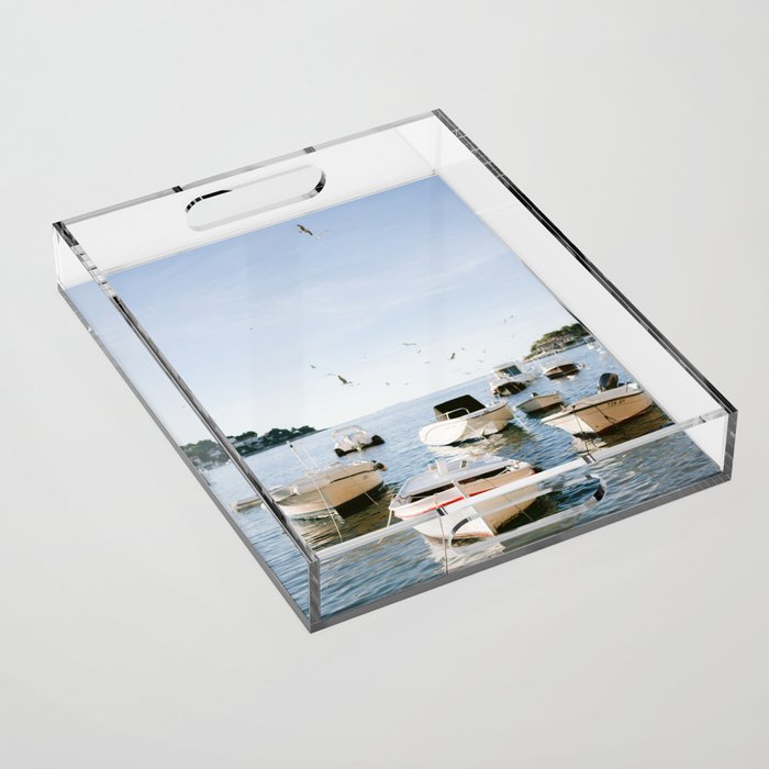 Boats of Hvar | Croatia ocean sea fine art photography print | Wanderlust travel poster Acrylic Tray Gallery Image 1