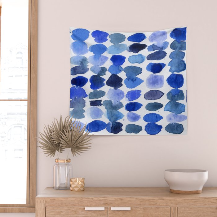 Ocean Colors Watercolor Abstract Wall Tapestry Gallery Image 2