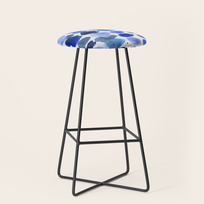Ocean Colors Watercolor Abstract Stool Gallery Image 1