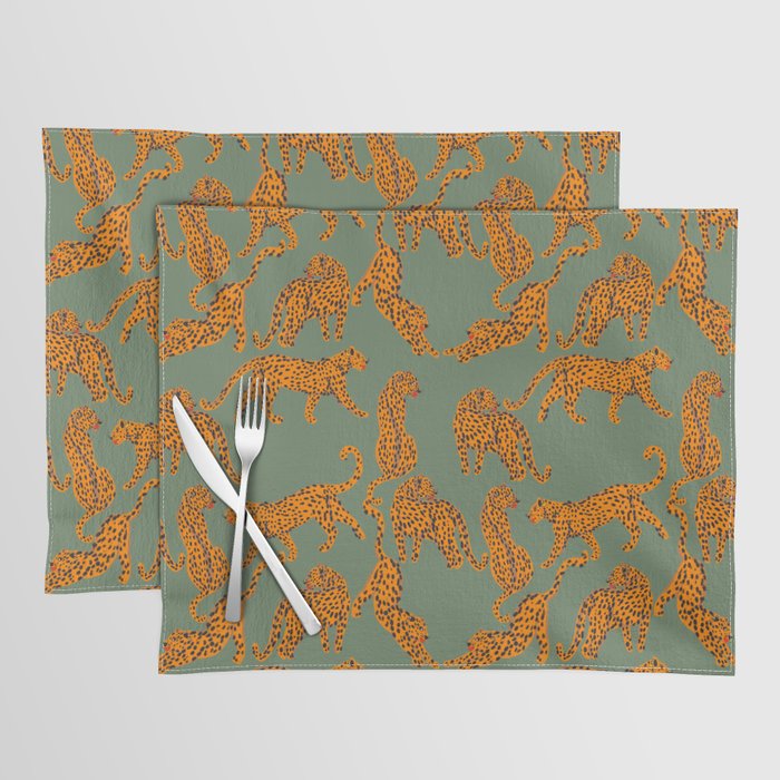 Modern Tigers with red lips illustration  Placemat Gallery Image 2
