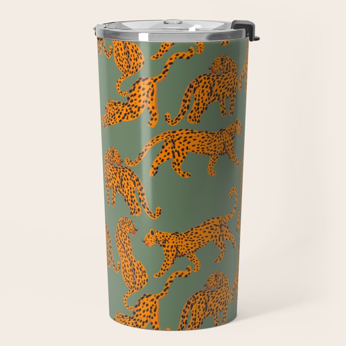 Modern Tigers with red lips illustration  Travel Mug Gallery Image 2