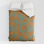 Modern Tigers with red lips illustration  Duvet Cover Gallery Image 6
