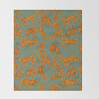 Modern Tigers with red lips illustration  Throw Blanket Gallery Image 2