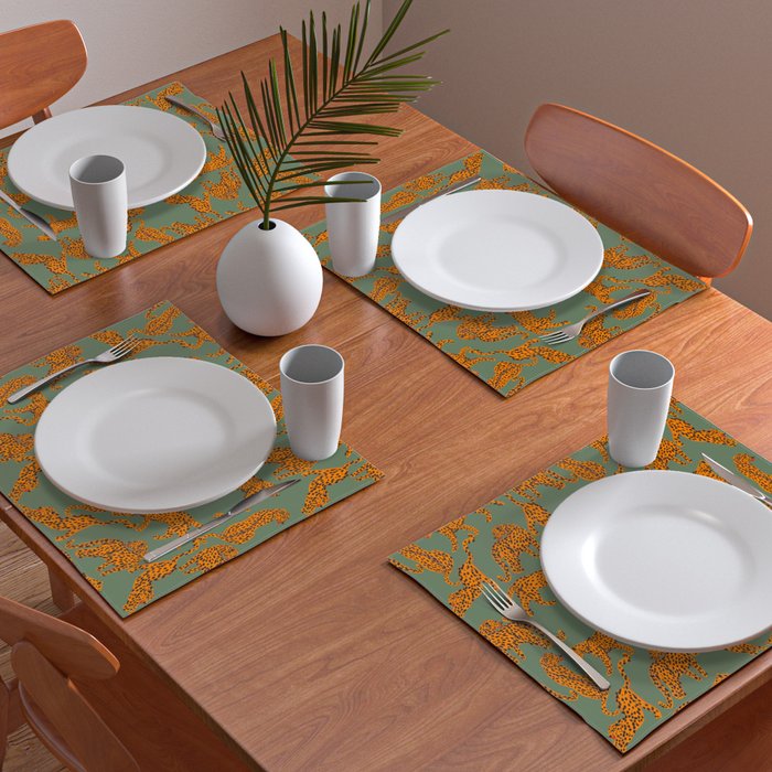Modern Tigers with red lips illustration  Placemat Gallery Image 2