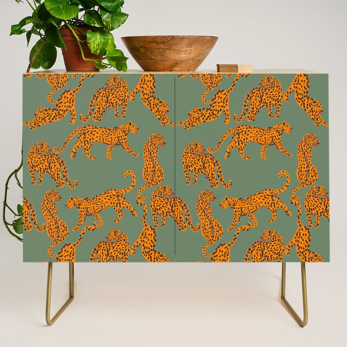 Modern Tigers with red lips illustration  Credenza Gallery Image 1