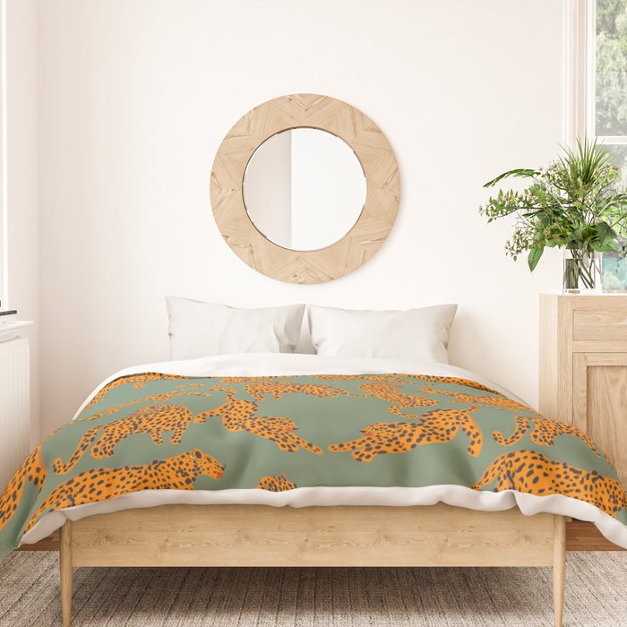 Modern Tigers with red lips illustration  Duvet Cover Gallery Image 3