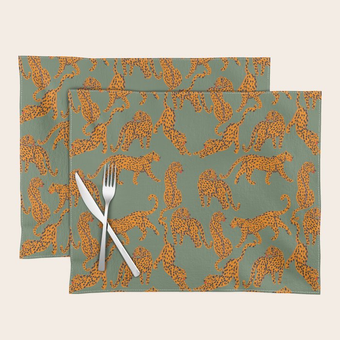 Modern Tigers with red lips illustration  Placemat Gallery Image 1