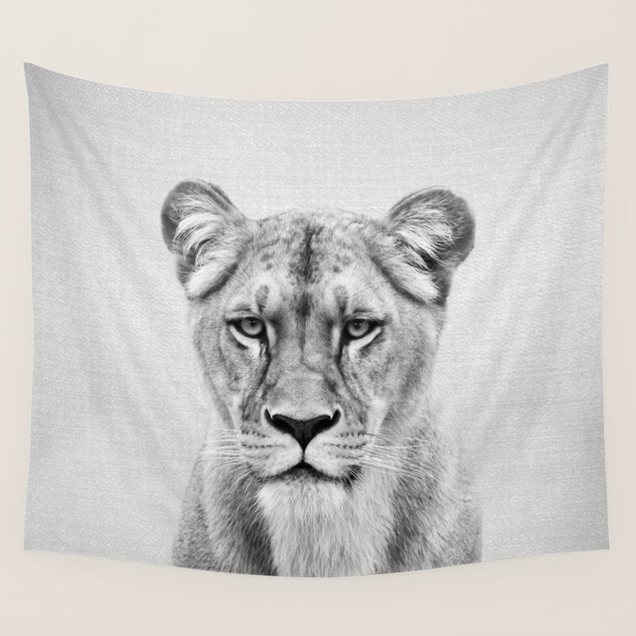 Lioness - Black & White Wall Tapestry Gallery Image 4