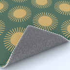 Boho Summer Sun Pattern X Kelly Green and Yellow Rug Gallery Image 4