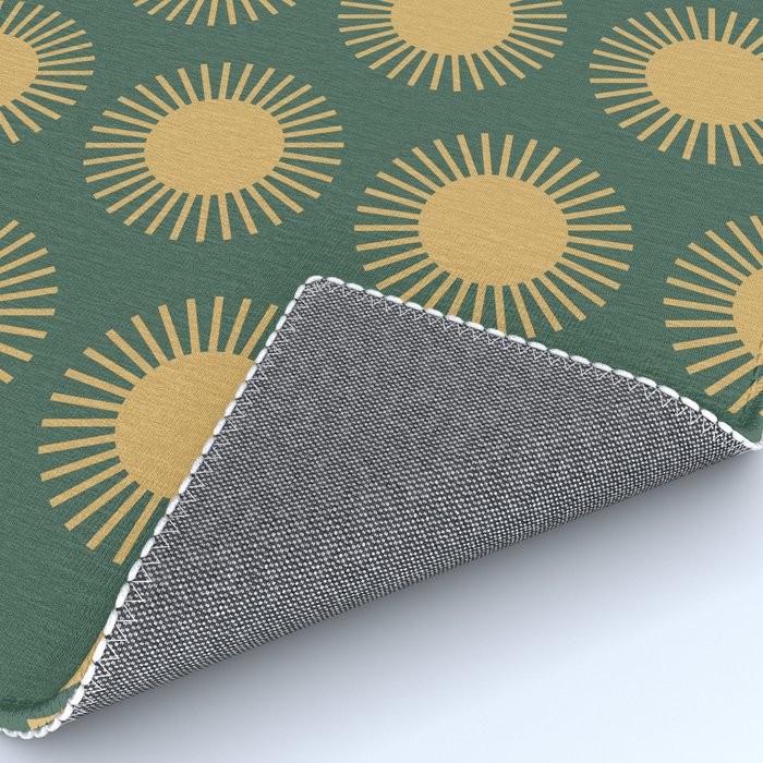 Boho Summer Sun Pattern X Kelly Green and Yellow Rug Gallery Image 4