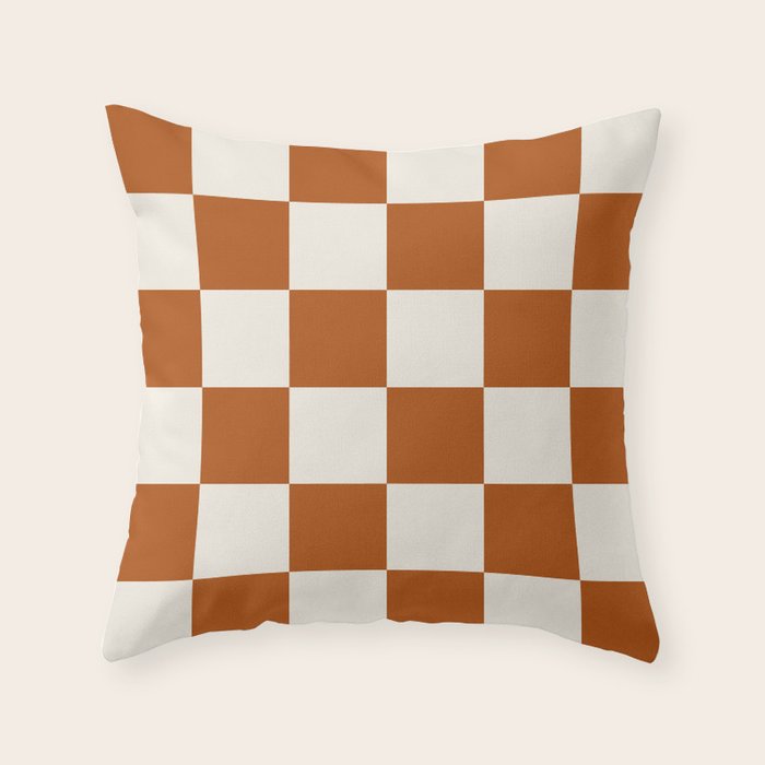 Checkered (Rust Cream) Throw Pillow Gallery Image 6
