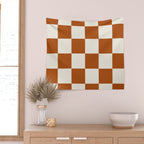Checkered (Rust Cream) Wall Tapestry Gallery Image 2