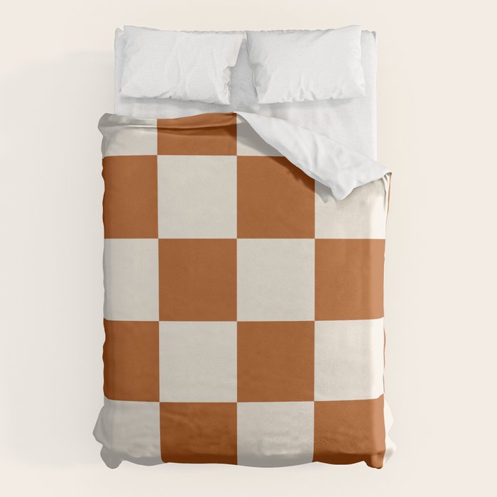Checkered (Rust Cream) Duvet Cover Gallery Image 1
