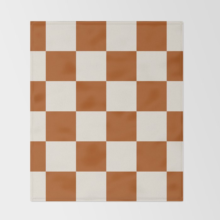 Checkered (Rust Cream) Throw Blanket Gallery Image 2