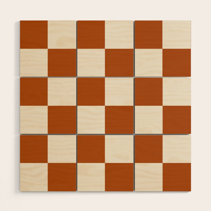Checkered (Rust Cream) Wood Wall Art Gallery Image 1