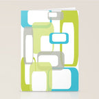 Mid-Century Modern Rectangle Design Blue Green and Gray Stationery Card Gallery Image 2
