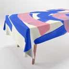 Tribal Pink Blue Fun Colorful Mid Century Modern Abstract Painting Shapes Pattern Tablecloth Gallery Image 1
