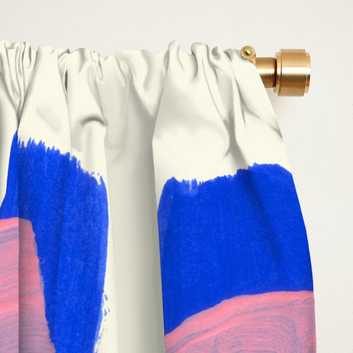 Tribal Pink Blue Fun Colorful Mid Century Modern Abstract Painting Shapes Pattern Window Curtain Gallery Image 2