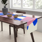 Tribal Pink Blue Fun Colorful Mid Century Modern Abstract Painting Shapes Pattern Table Runner Gallery Image 2