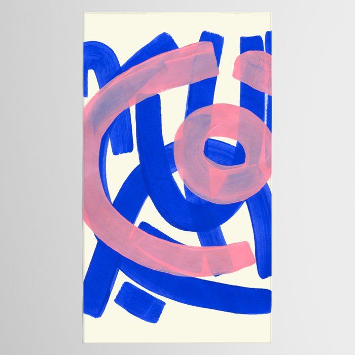 Tribal Pink Blue Fun Colorful Mid Century Modern Abstract Painting Shapes Pattern Tablecloth Gallery Image 2