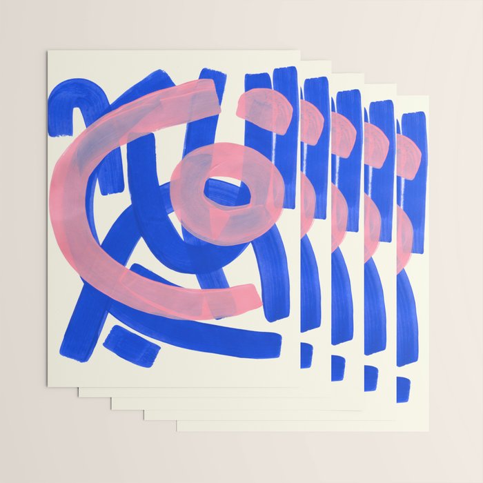 Tribal Pink Blue Fun Colorful Mid Century Modern Abstract Painting Shapes Pattern Wrapping Paper Gallery Image 3